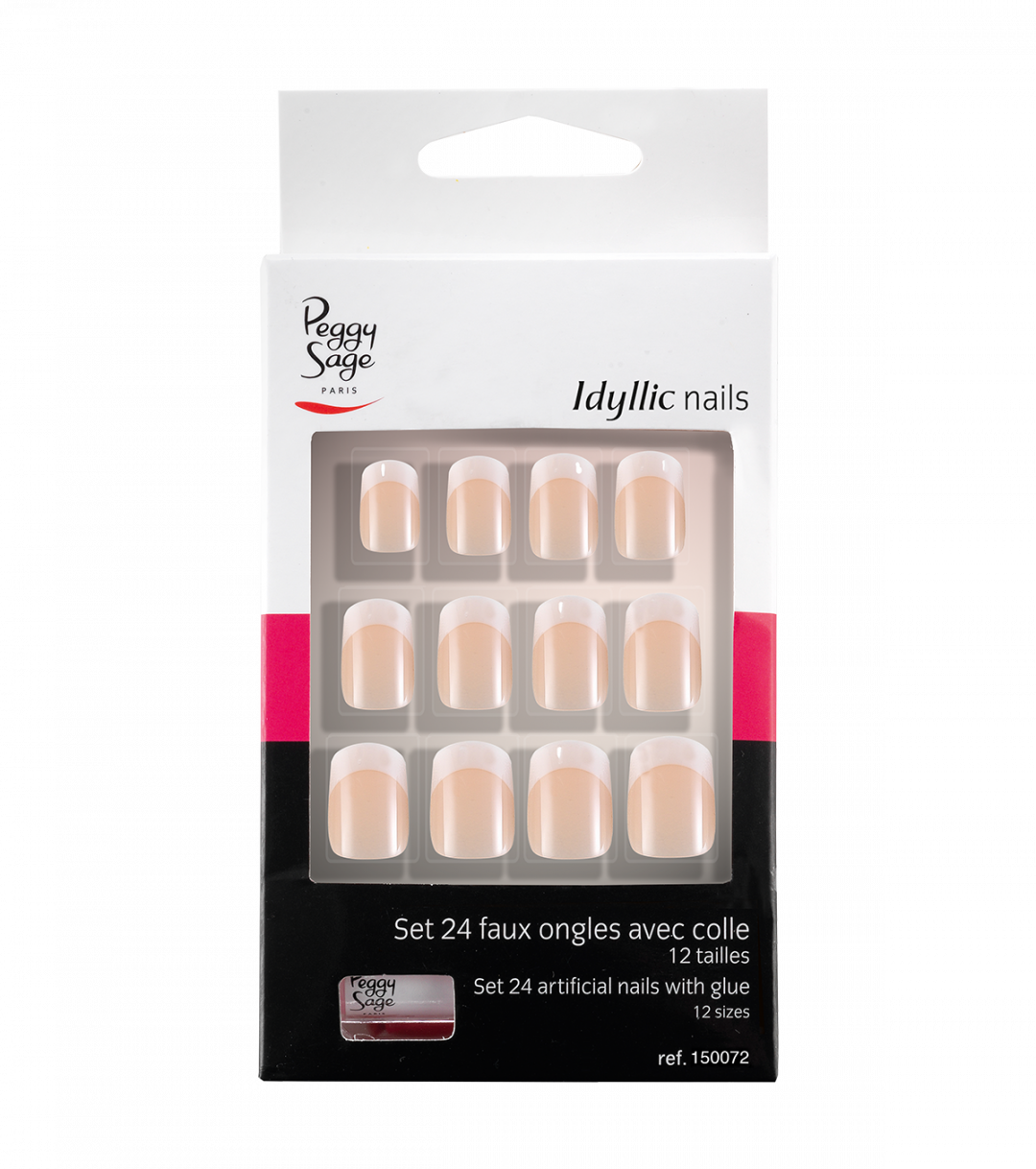 Kit De 24 Faux Ongles Peggy Sage - Idyllic Nails Baby Pink + Colle - Taille Moyenne, Fabrication Française